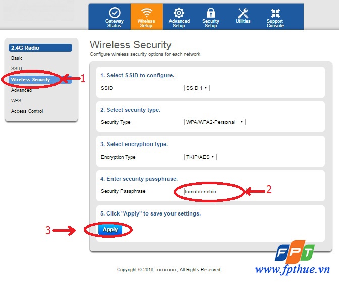 Hướng dẫn đổi mật khẩu Wi-fi modem quang FPT G-97D2