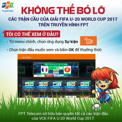 Hướng dẫn xem FiFa U-20 World Cup 2017 trên truyền hình FPT